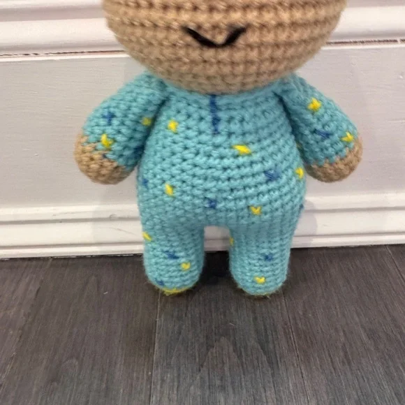 NWOT HANDMADE Cocomelon JJ Crochet Stuffed Doll Blue Outfit and Yellow Accents - Picture 3 of 5